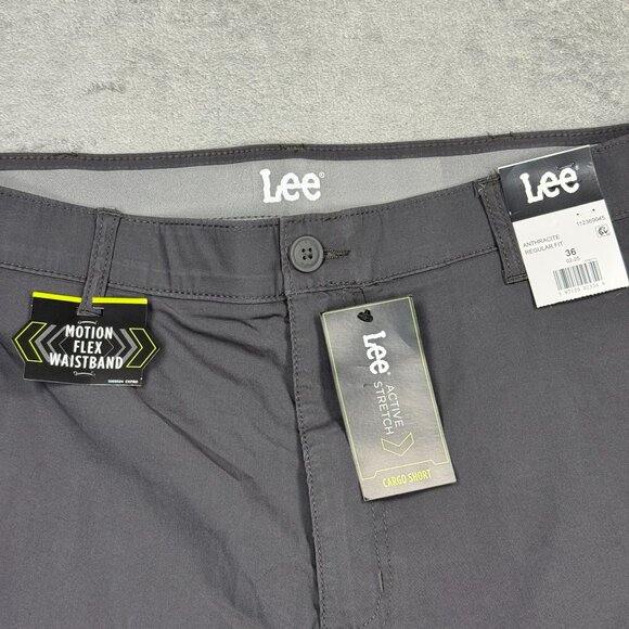 Nwt Lee Motion Flex Waistband Cargo Pockets Shorts Active Stretch Gray 10" Ins - Picture 2 of 7